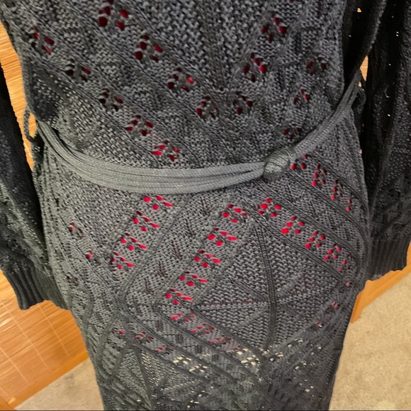 Vintage BENETTON Crochet Cardigan Belted - Picture 6 of 12